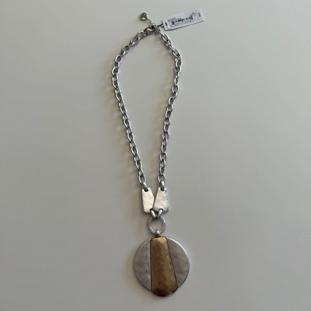 THE SAK- Two Tone-Gold & Silver-Distressed-Statement-Necklace-NWT